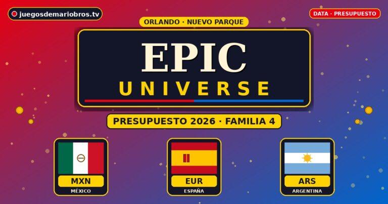 Cuánto cuesta ir a Epic Universe con familia de 4 desde México, España y Argentina (2026)
